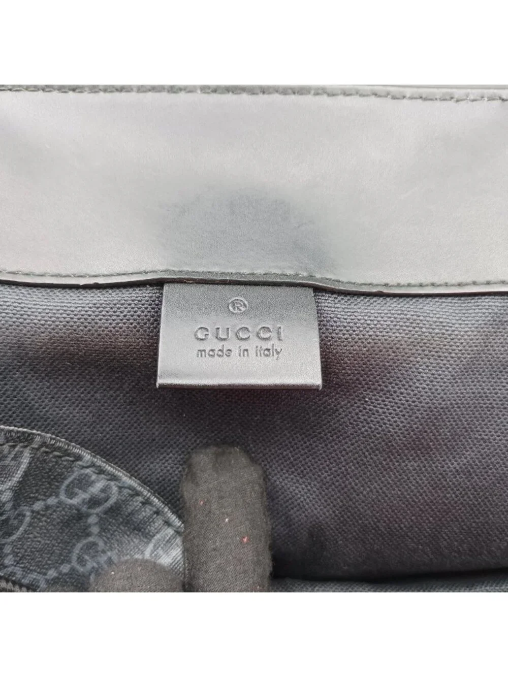Gucci GG Supreme Black Gray Navy Red Leather Backpack